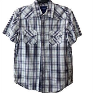 American eagle Men vintage fit button down shirt short sleeve plaid size…